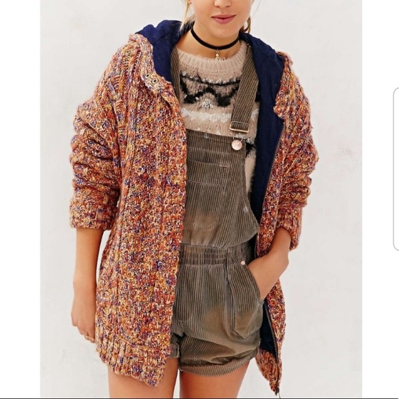 Urban Outfitters Jackets & Blazers - Urban Outfitters BDG Hooded Sweater Coat Zip Up Chunky Knit Multicolor